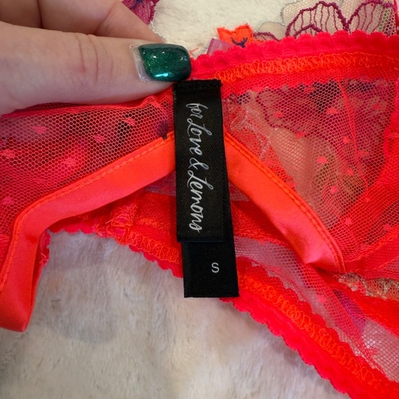 New! For Love and Lemons Zinnia Red Floral Garter Belt Neon 31667 - Picture 11 of 12
